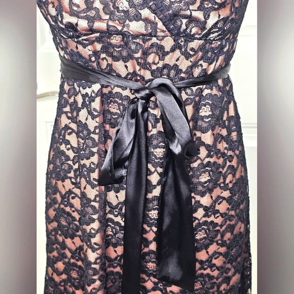 Classy Eliza J New York Black Lace & Nude Champagne Elegant Lady Cocktail Dress - Picture 8 of 15